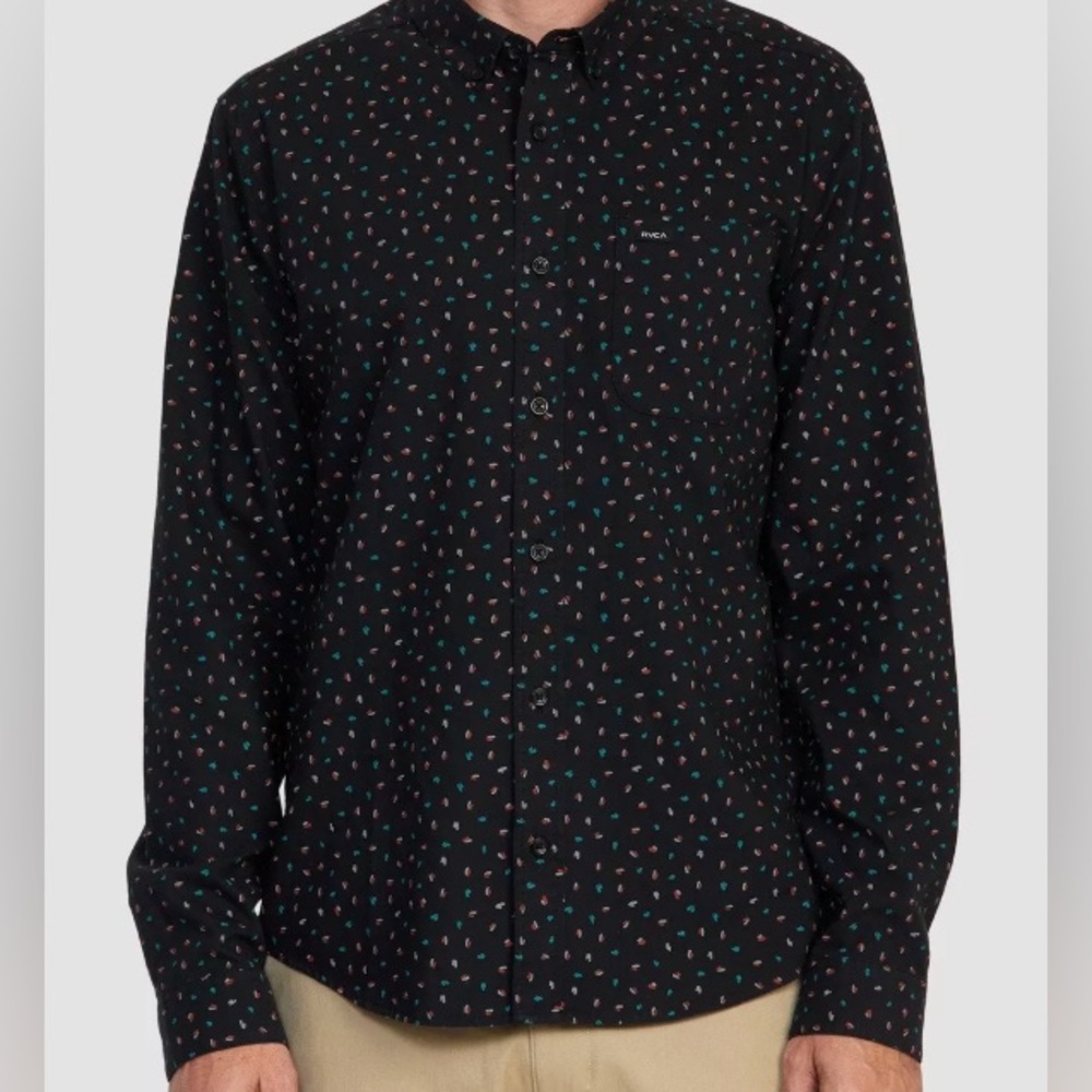 RVCA “That’ll Do”, Long Sleeve, Button-Down, Size XL, Black